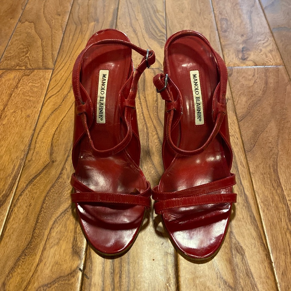 Red Manolo Blahnik heels